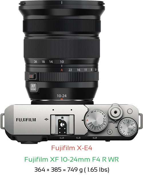 Fujifilm X-E4 with Fujifilm XF 10-24mm F4 R WR Lens Size