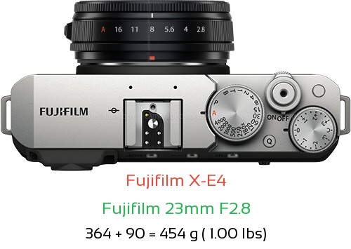 Fujifilm X-E4 with Fujifilm 23mm F2.8 Lens Size
