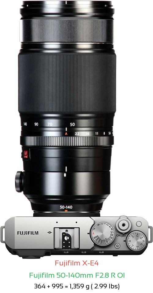 Fujifilm X-E4 with Fujifilm 50-140mm F2.8 R OI Lens Size
