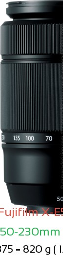 Fujifilm X-E5 with Fujifilm XC 50-230mm F4.5-6.7 OIS Lens Size