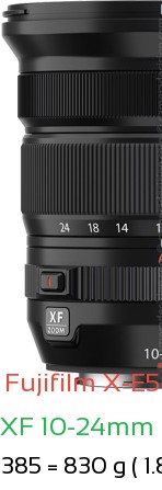 Fujifilm X-E5 with Fujifilm XF 10-24mm F4 R WR Lens Size