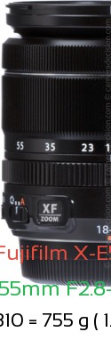 Fujifilm X-E5 with Fujifilm 18-55mm F2.8-4 R LM OIS Lens Size