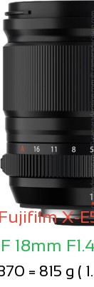 Fujifilm X-E5 with Fujifilm XF 18mm F1.4 R LM WR Lens Size