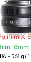 Fujifilm X-E5 with Fujifilm 18mm F2 R Lens Size