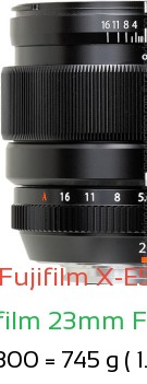 Fujifilm X-E5 with Fujifilm 23mm F1.4 R Lens Size
