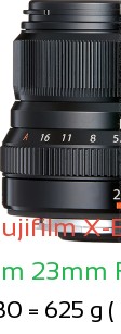Fujifilm X-E5 with Fujifilm 23mm F2 WR Lens Size
