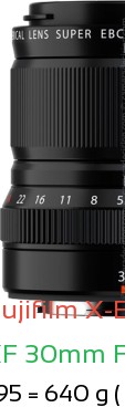 Fujifilm X-E5 with Fujifilm XF 30mm F2.8 Macro Lens Size