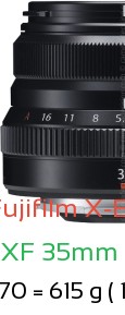 Fujifilm X-E5 with Fujifilm XF 35mm F2 R WR Lens Size