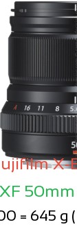 Fujifilm X-E5 with Fujifilm XF 50mm F2 R WR Lens Size