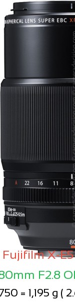 Fujifilm X-E5 with Fujifilm XF 80mm F2.8 OIS WR Macro Lens Size