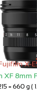 Fujifilm X-E5 with Fujifilm XF 8mm F3.5 WR Lens Size
