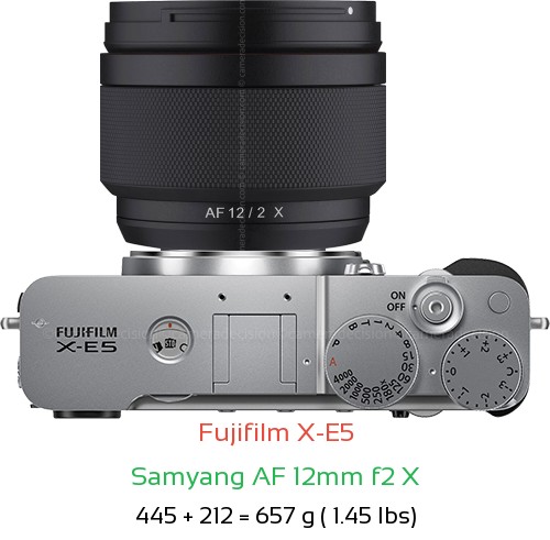 Fujifilm X-E5 with Samyang AF 12mm f2 X Lens Size
