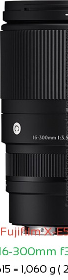 Fujifilm X-E5 with Sigma 16-300mm f3.5-6.7 C Lens Size
