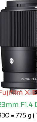 Fujifilm X-E5 with Sigma 23mm F1.4 DC DN C Lens Size