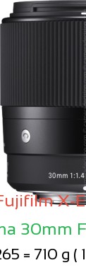 Fujifilm X-E5 with Sigma 30mm F1.4 C Lens Size