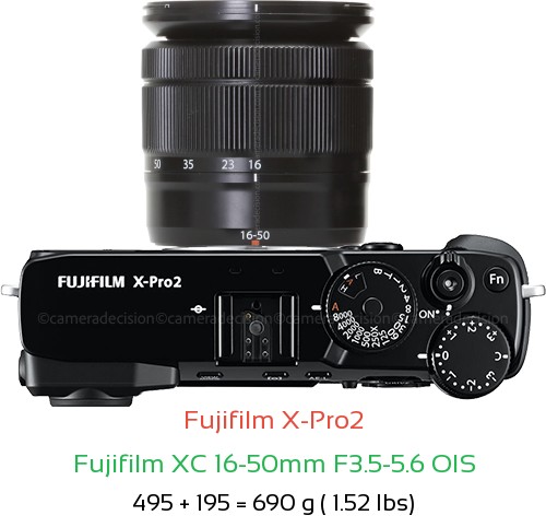 Fujifilm X-Pro2 with Fujifilm XC 16-50mm F3.5-5.6 OIS Lens Size