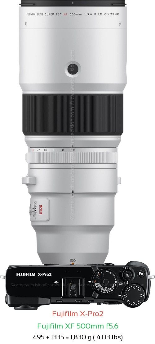 Fujifilm X-Pro2 with Fujifilm XF 500mm f5.6 Lens Size