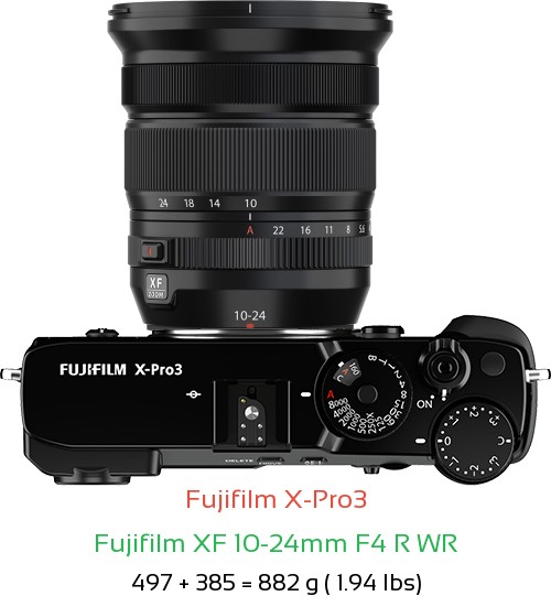 Fujifilm X-Pro3 with Fujifilm XF 10-24mm F4 R WR Lens Size