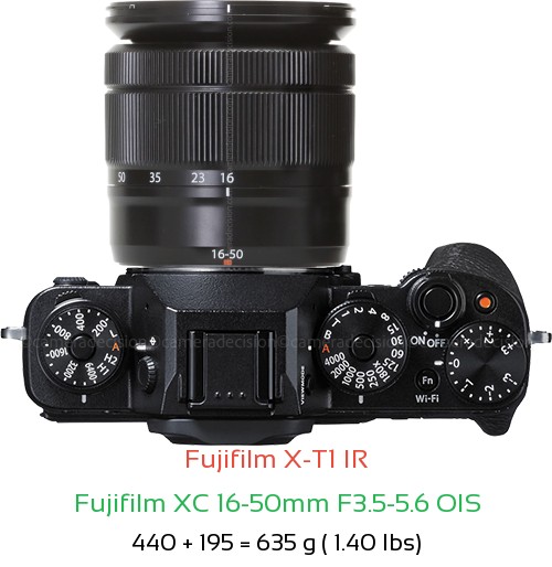 Fujifilm X-T1 IR with Fujifilm XC 16-50mm F3.5-5.6 OIS Lens Size