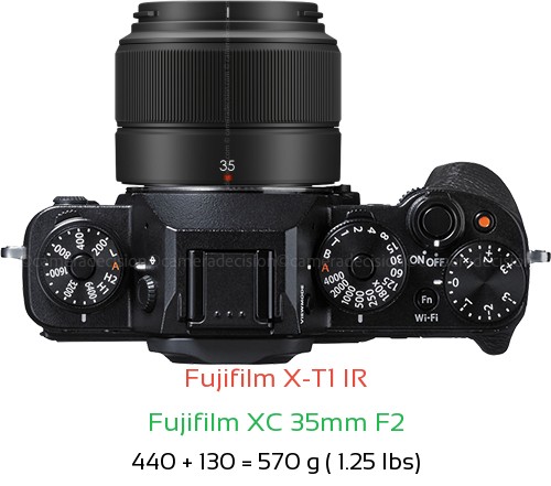 Fujifilm X-T1 IR with Fujifilm XC 35mm F2 Lens Size