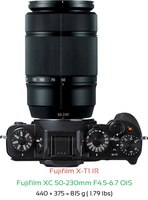 Fujifilm X-T1 IR with Fujifilm XC 50-230mm F4.5-6.7 OIS Lens Size