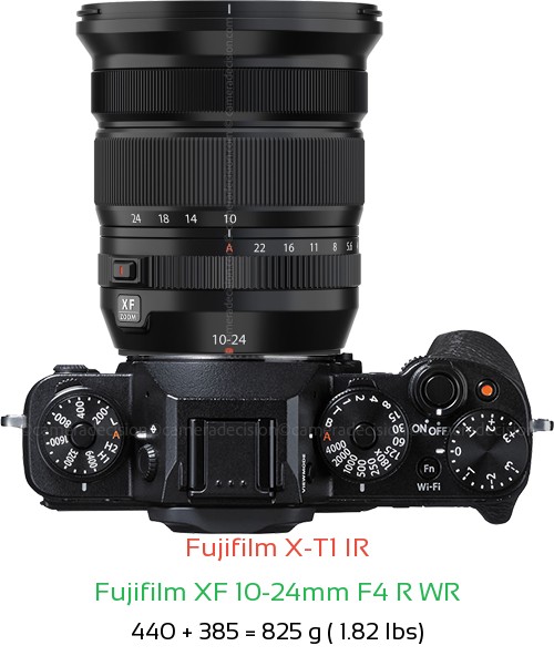 Fujifilm X-T1 IR with Fujifilm XF 10-24mm F4 R WR Lens Size