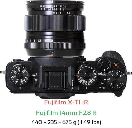 Fujifilm X-T1 IR with Fujifilm 14mm F2.8 R Lens Size