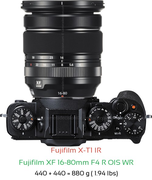 Fujifilm X-T1 IR with Fujifilm XF 16-80mm F4 R OIS WR Lens Size