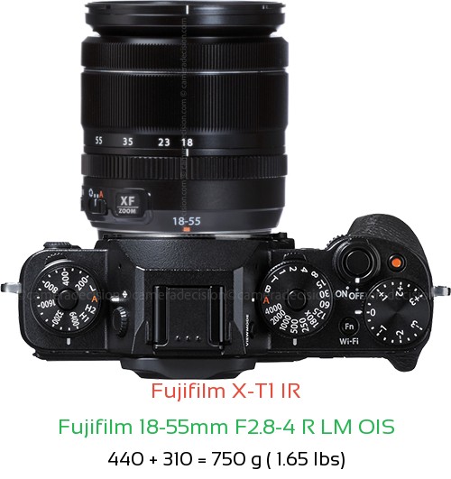 Fujifilm X-T1 IR with Fujifilm 18-55mm F2.8-4 R LM OIS Lens Size