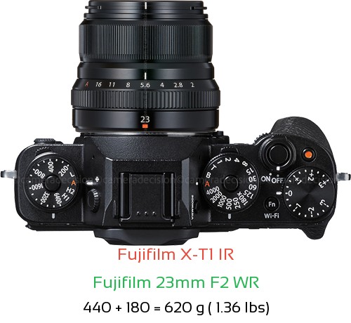 Fujifilm X-T1 IR with Fujifilm 23mm F2 WR Lens Size