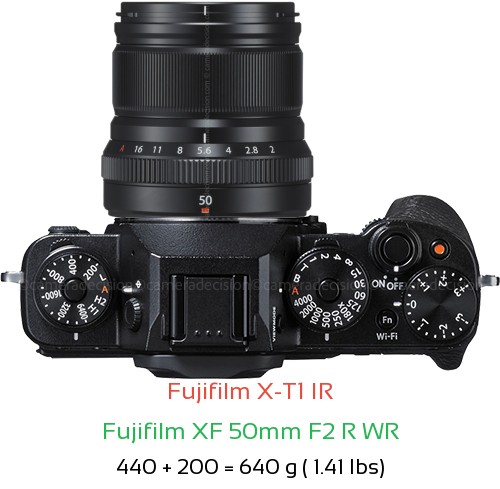 Fujifilm X-T1 IR with Fujifilm XF 50mm F2 R WR Lens Size