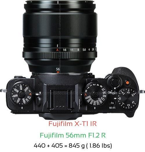 Fujifilm X-T1 IR with Fujifilm 56mm F1.2 R Lens Size
