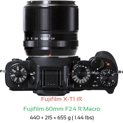 Fujifilm X-T1 IR with Fujifilm 60mm F2.4 R Macro Lens Size