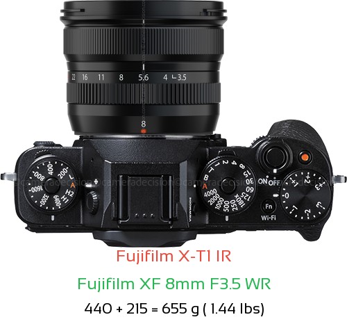 Fujifilm X-T1 IR with Fujifilm XF 8mm F3.5 WR Lens Size
