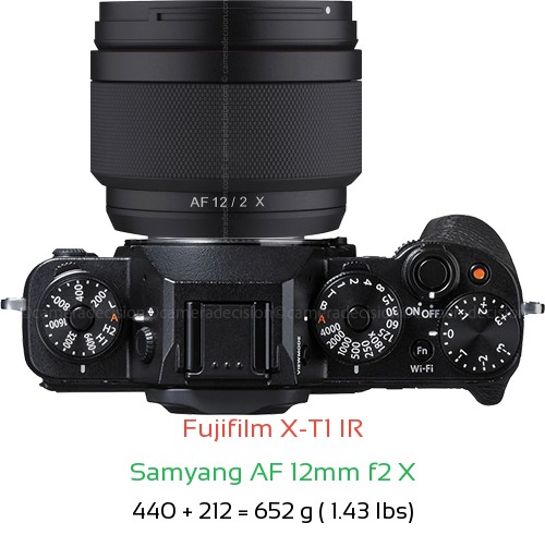 Fujifilm X-T1 IR with Samyang AF 12mm f2 X Lens Size