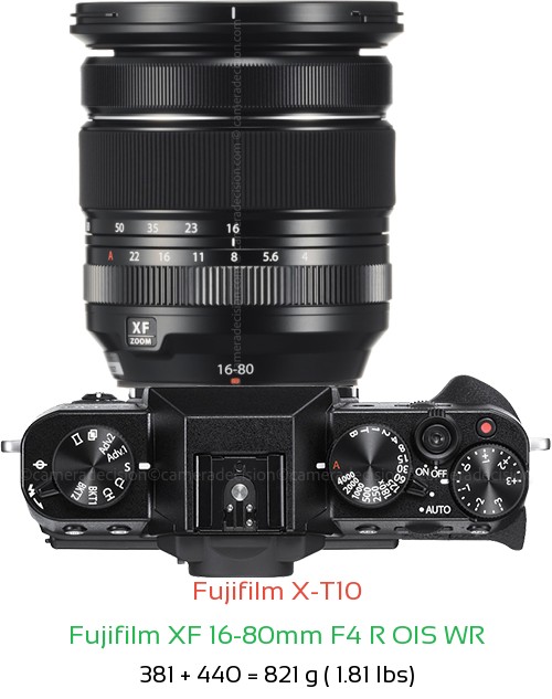 Fujifilm X-T10 with Fujifilm XF 16-80mm F4 R OIS WR Lens Size