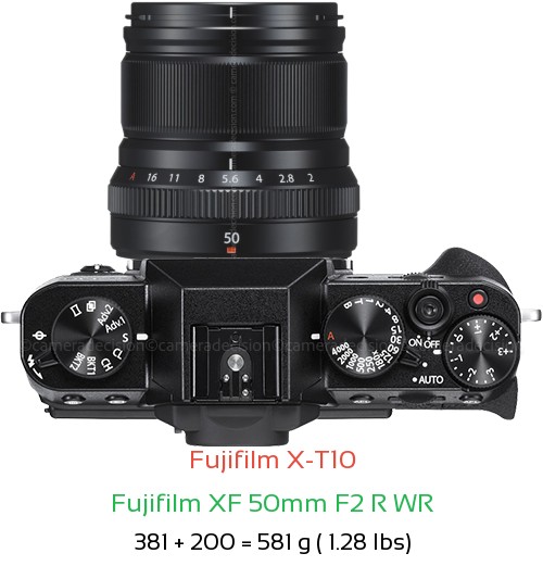 Fujifilm X-T10 with Fujifilm XF 50mm F2 R WR Lens Size