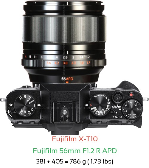 Fujifilm X-T10 with Fujifilm 56mm F1.2 R APD Lens Size