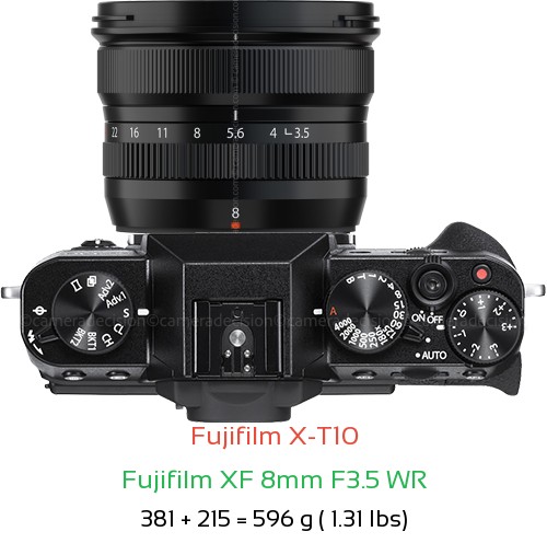 Fujifilm X-T10 with Fujifilm XF 8mm F3.5 WR Lens Size