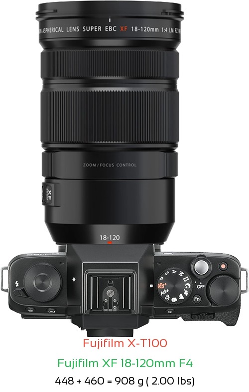 Fujifilm X-T100 with Fujifilm XF 18-120mm F4 Lens Size