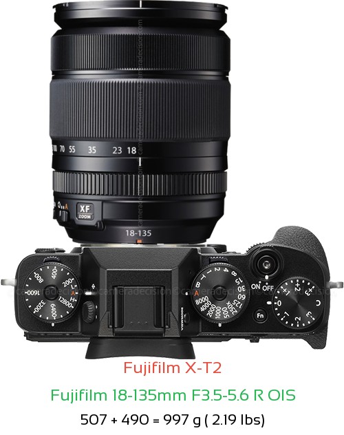 Fujifilm X-T2 with Fujifilm 18-135mm F3.5-5.6 R OIS Lens Size