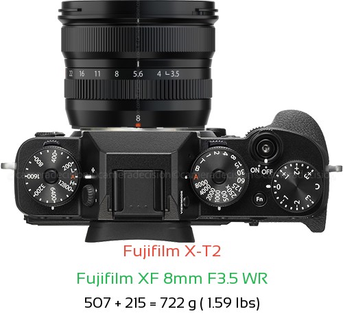 Fujifilm X-T2 with Fujifilm XF 8mm F3.5 WR Lens Size