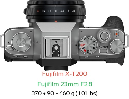 Fujifilm X-T200 with Fujifilm 23mm F2.8 Lens Size