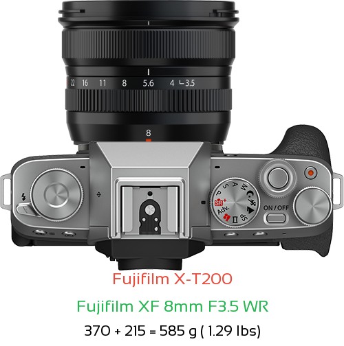 Fujifilm X-T200 with Fujifilm XF 8mm F3.5 WR Lens Size