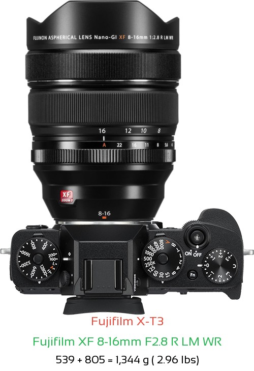 Fujifilm X-T3 with Fujifilm XF 8-16mm F2.8 R LM WR Lens Size