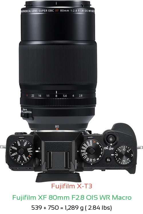 Fujifilm X-T3 with Fujifilm XF 80mm F2.8 OIS WR Macro Lens Size