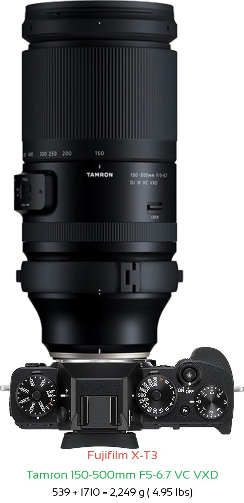 Fujifilm X-T3 with Tamron 150-500mm F5-6.7 Lens Size