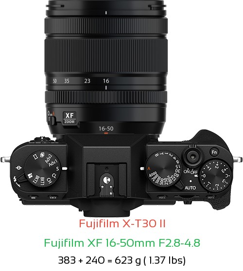 Fujifilm X-T30 II with Fujifilm XF 16-50mm F2.8-4.8 Lens Size