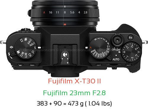 Fujifilm X-T30 II with Fujifilm 23mm F2.8 Lens Size