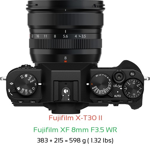 Fujifilm X-T30 II with Fujifilm XF 8mm F3.5 WR Lens Size